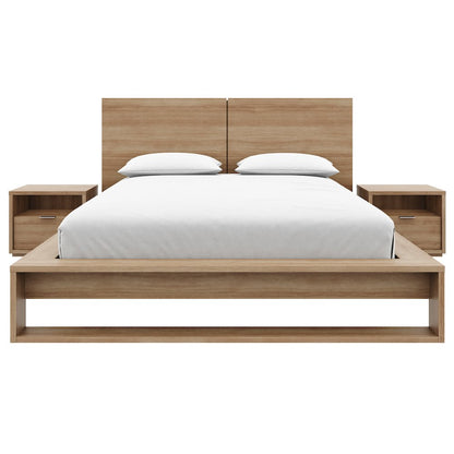 Audrey 4 Piece Bedroom Set with Headboard, Slatted Bedframe, 2 Nightstands
