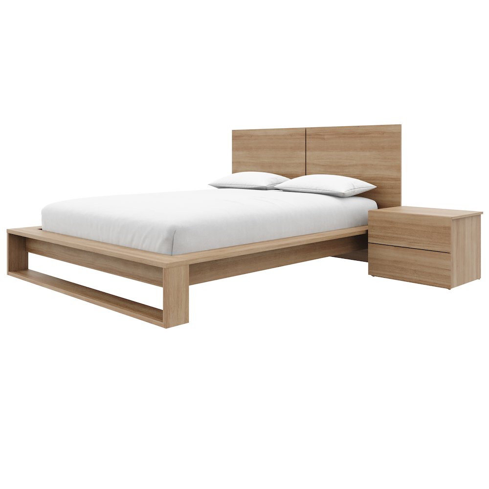 Birkin 3 Piece Bedroom Set with Headboard, Slatted Bedframe, 1 Nightstand