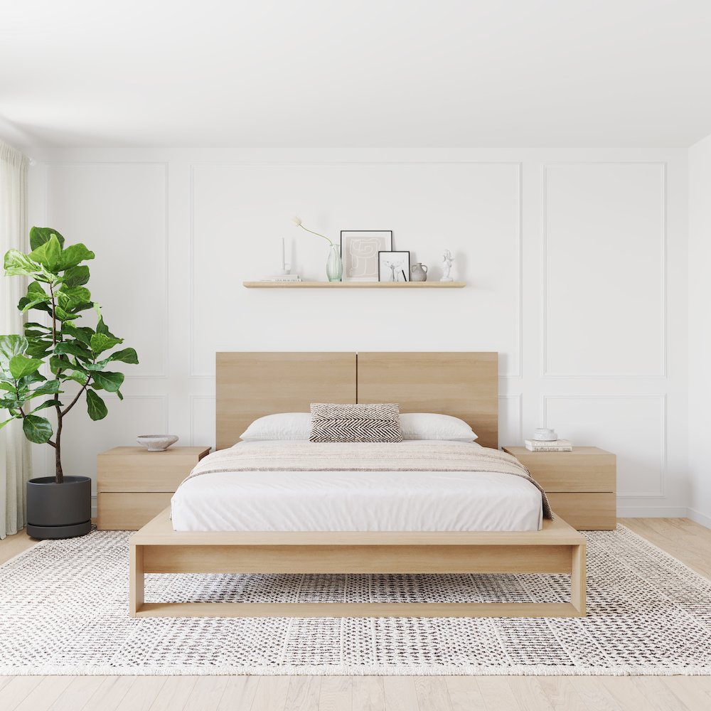 Birkin 4 Piece Bedroom Set with Headboard, Slatted Bedframe, 2 Nightstands