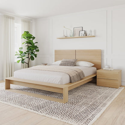 Birkin 4 Piece Bedroom Set with Headboard, Slatted Bedframe, 2 Nightstands