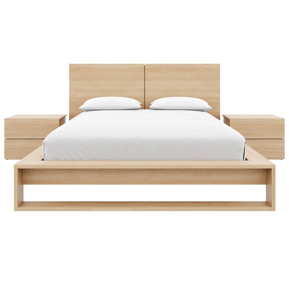 Birkin 4 Piece Bedroom Set with Headboard, Slatted Bedframe, 2 Nightstands