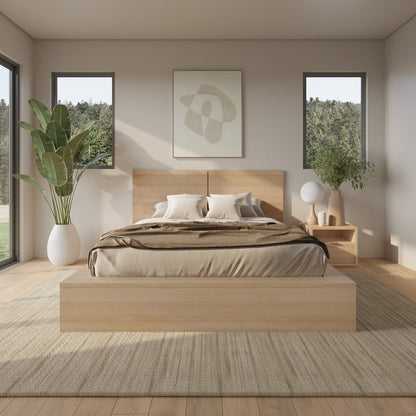 Bogart 3 Piece Bedroom Set with Headboard, Slatted Bedframe, 1 Nightstand