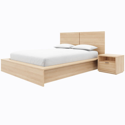 Bogart 3 Piece Bedroom Set with Headboard, Slatted Bedframe, 1 Nightstand