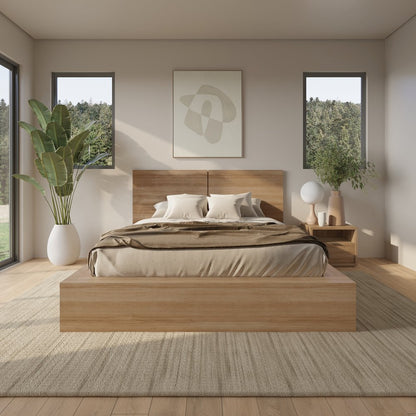 Bogart 3 Piece Bedroom Set with Headboard, Slatted Bedframe, 1 Nightstand