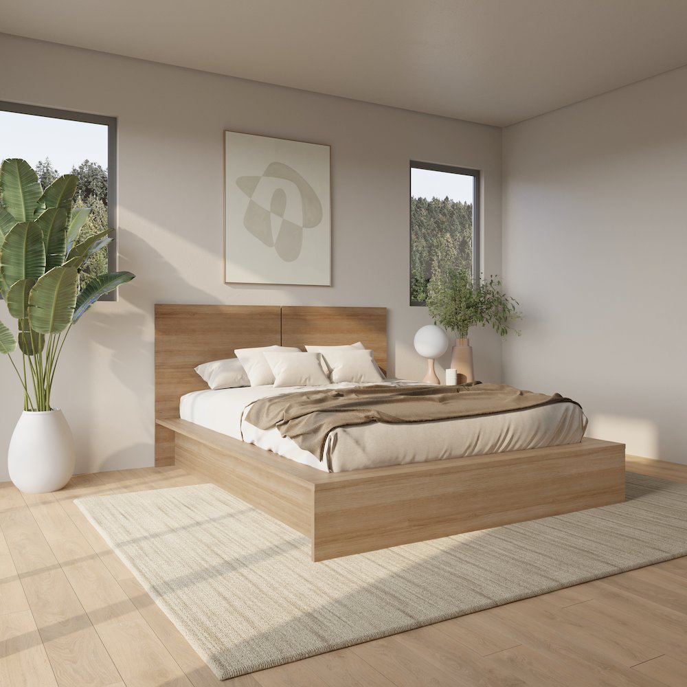 Bogart 3 Piece Bedroom Set with Headboard, Slatted Bedframe, 1 Nightstand