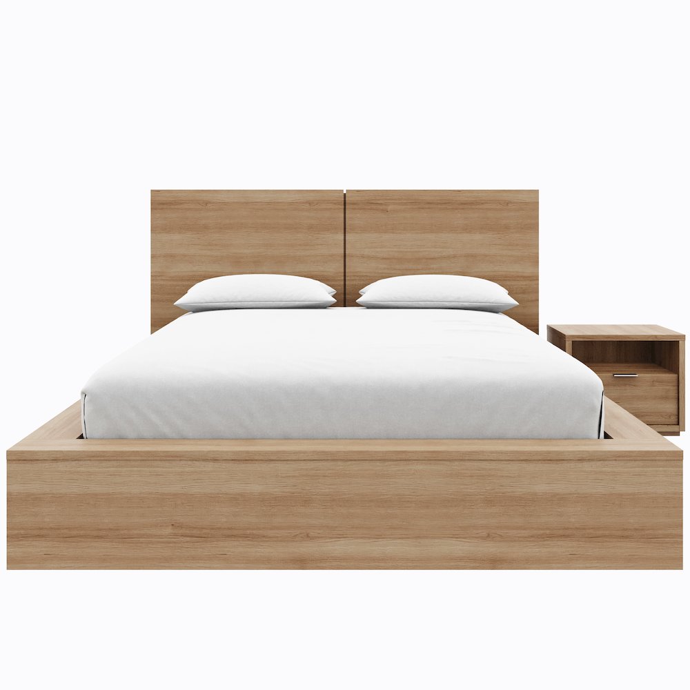 Bogart 3 Piece Bedroom Set with Headboard, Slatted Bedframe, 1 Nightstand
