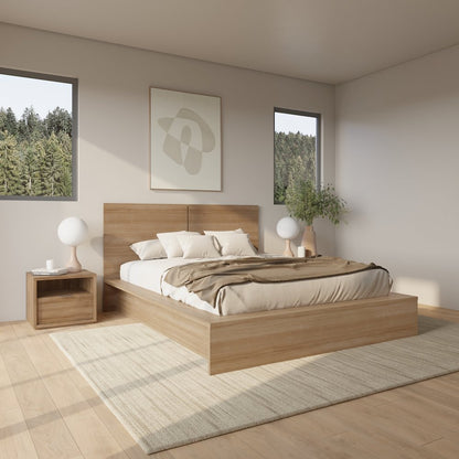 Bogart 4 Piece Bedroom Set with Headboard, Slatted Bedframe, 2 Nightstands