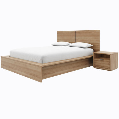 Bogart 4 Piece Bedroom Set with Headboard, Slatted Bedframe, 2 Nightstands