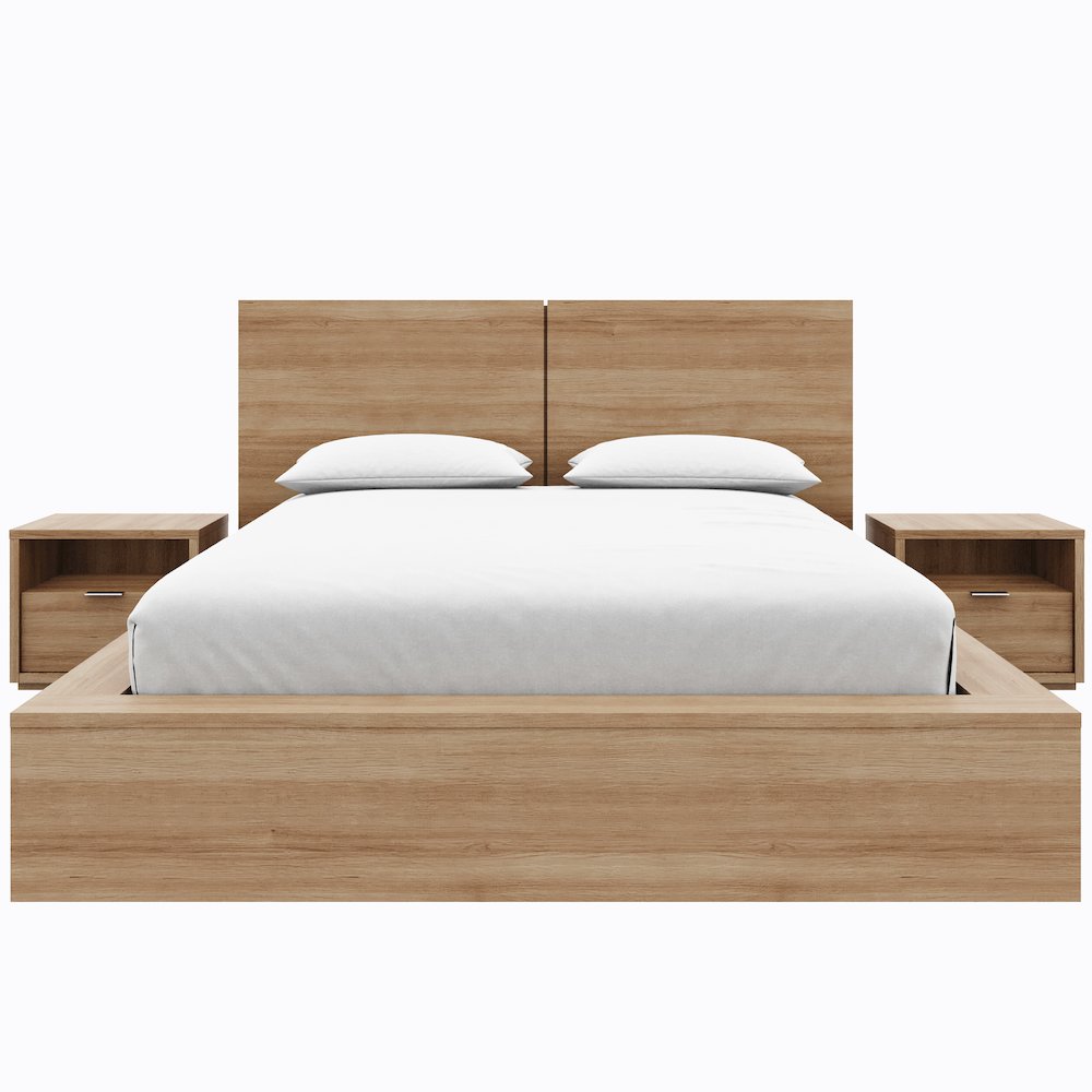 Bogart 4 Piece Bedroom Set with Headboard, Slatted Bedframe, 2 Nightstands