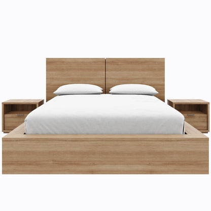 Bogart 4 Piece Bedroom Set with Headboard, Slatted Bedframe, 2 Nightstands