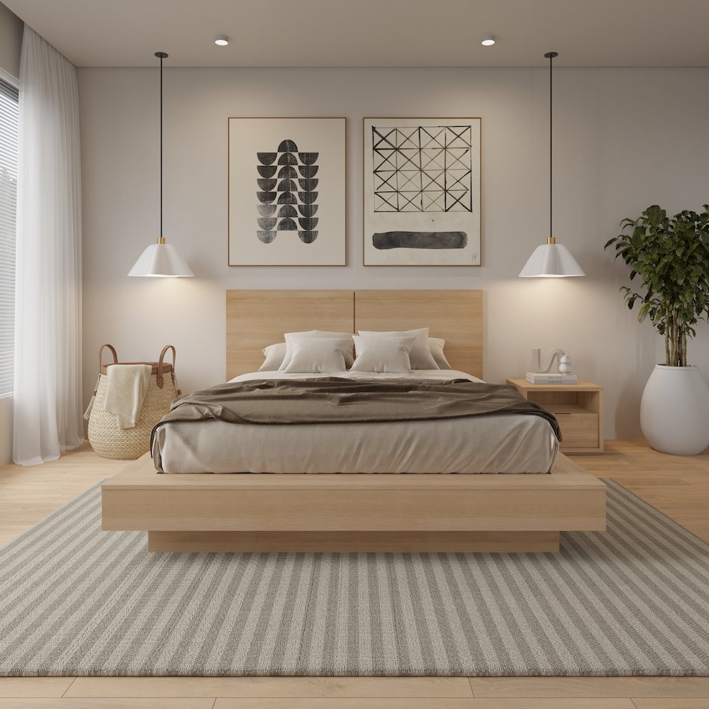Dahlia 3 Piece Bedroom Set with Headboard, Slatted Bedframe, 1 Nightstand