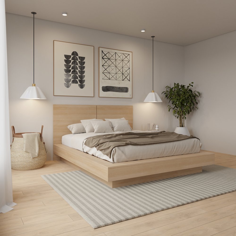 Dahlia 3 Piece Bedroom Set with Headboard, Slatted Bedframe, 1 Nightstand