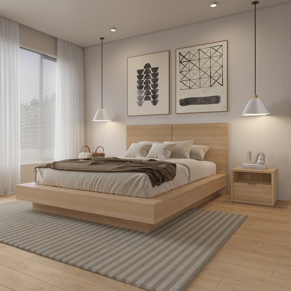 Dahlia 3 Piece Bedroom Set with Headboard, Slatted Bedframe, 1 Nightstand