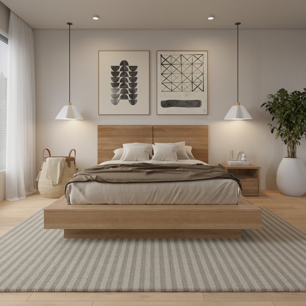 Dahlia 3 Piece Bedroom Set with Headboard, Slatted Bedframe, 1 Nightstand