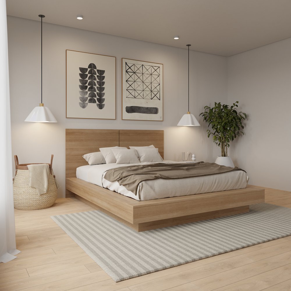Dahlia 3 Piece Bedroom Set with Headboard, Slatted Bedframe, 1 Nightstand