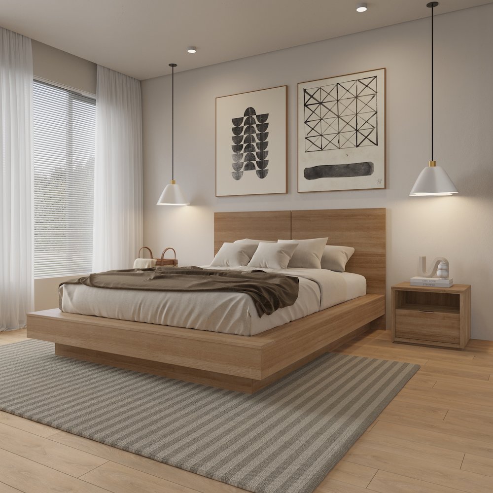 Dahlia 3 Piece Bedroom Set with Headboard, Slatted Bedframe, 1 Nightstand