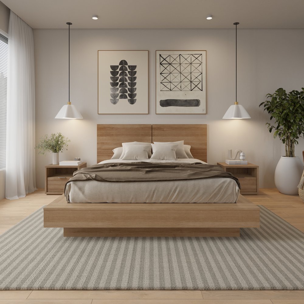 Dahlia 4 Piece Bedroom Set with Headboard, Slatted Bedframe, 2 Nightstands