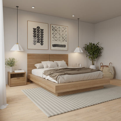 Dahlia 4 Piece Bedroom Set with Headboard, Slatted Bedframe, 2 Nightstands