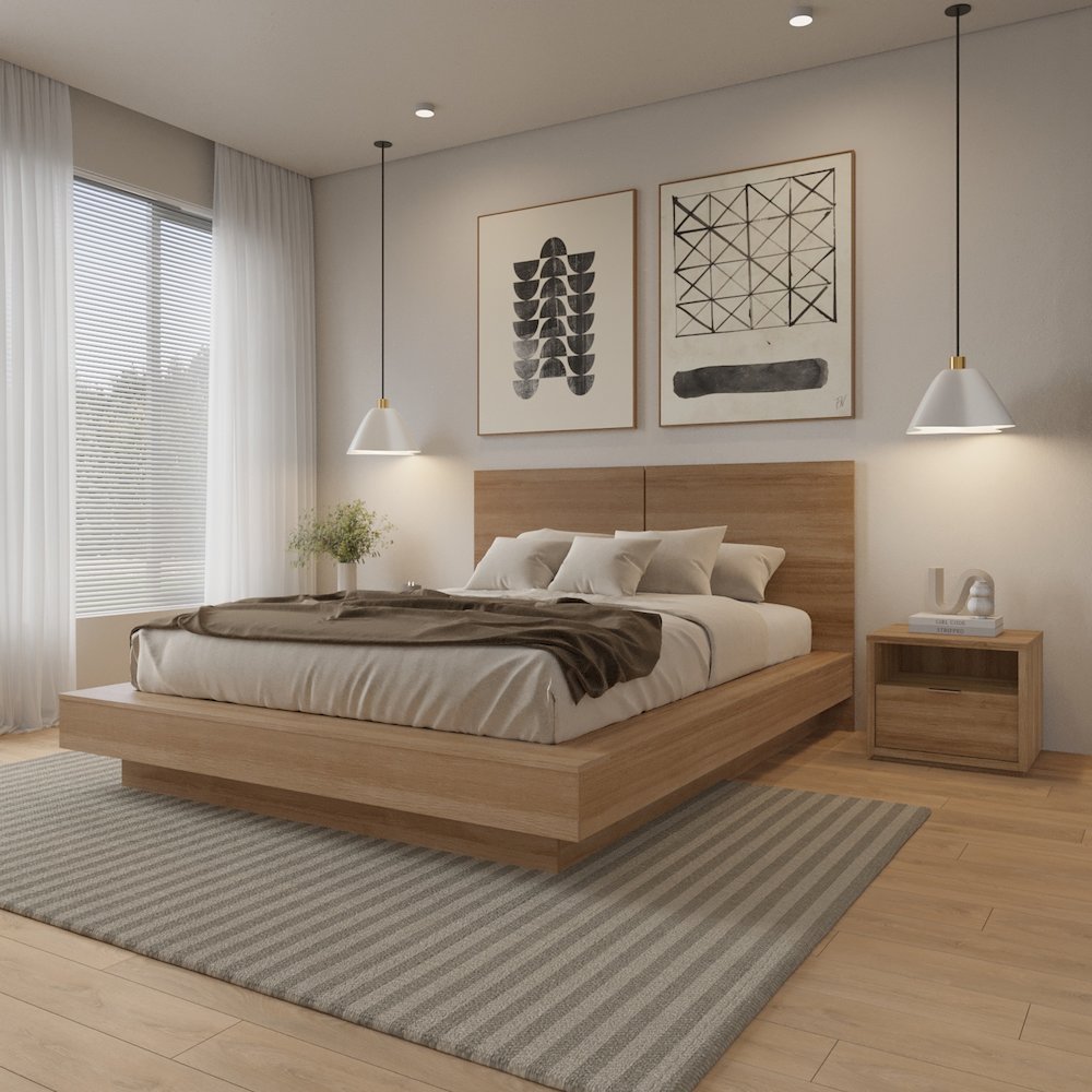 Dahlia 4 Piece Bedroom Set with Headboard, Slatted Bedframe, 2 Nightstands