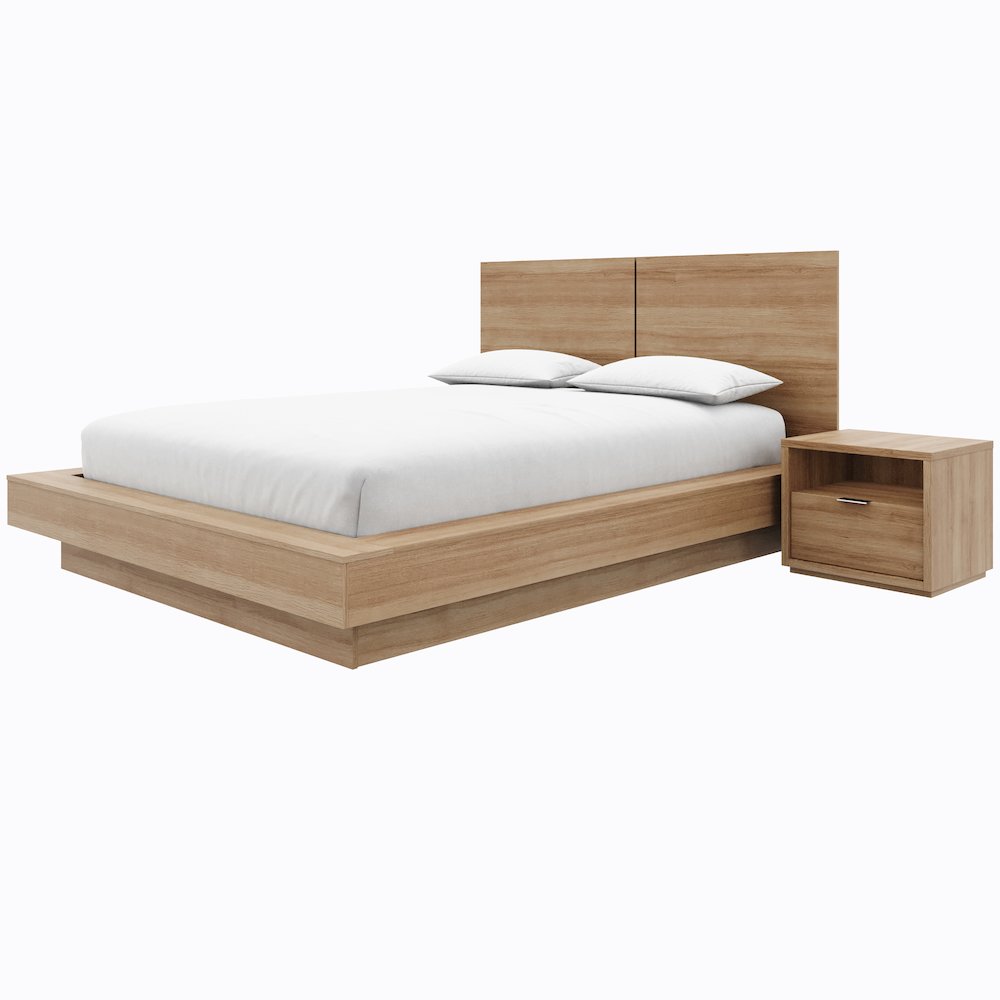 Dahlia 4 Piece Bedroom Set with Headboard, Slatted Bedframe, 2 Nightstands