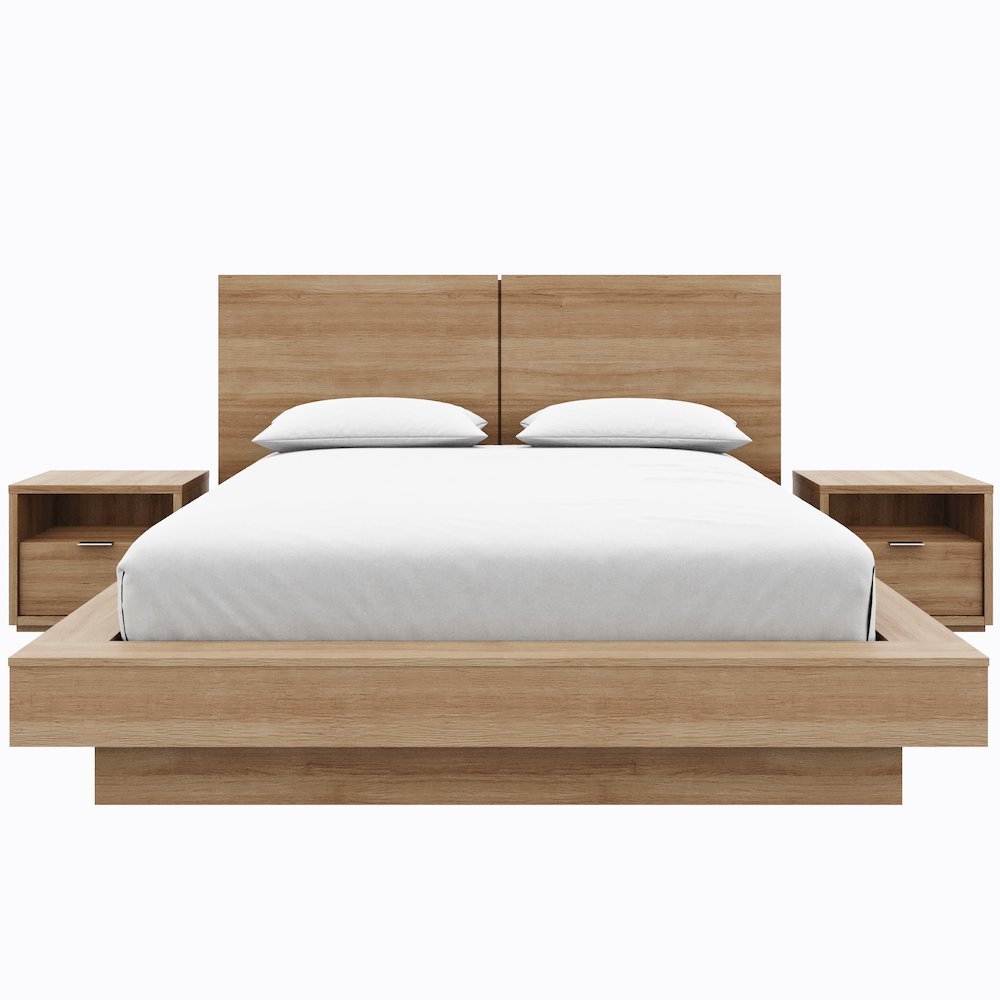 Dahlia 4 Piece Bedroom Set with Headboard, Slatted Bedframe, 2 Nightstands