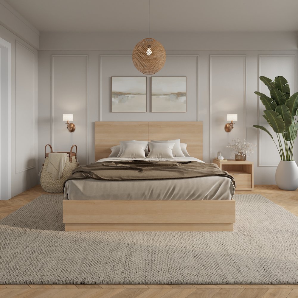 Dean 3 Piece Bedroom Set with Headboard, Slatted Bedframe, 1 Nightstand