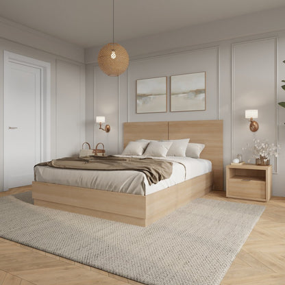 Dean 3 Piece Bedroom Set with Headboard, Slatted Bedframe, 1 Nightstand