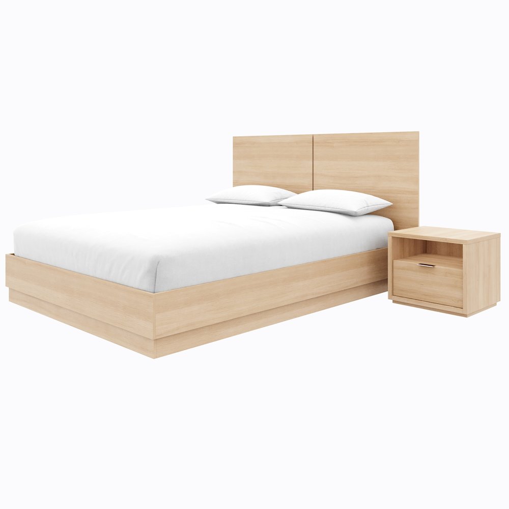 Dean 3 Piece Bedroom Set with Headboard, Slatted Bedframe, 1 Nightstand