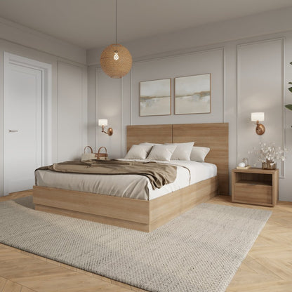 Dean 3 Piece Bedroom Set with Headboard, Slatted Bedframe, 1 Nightstand