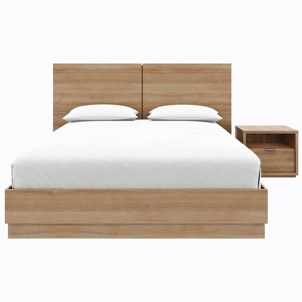 Dean 3 Piece Bedroom Set with Headboard, Slatted Bedframe, 1 Nightstand
