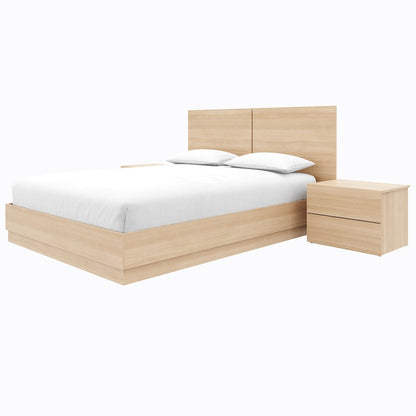 Douglas 4 Piece Bedroom Set with Headboard, Slatted Bedframe, 2 Nightstands