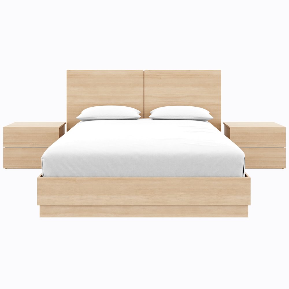 Douglas 4 Piece Bedroom Set with Headboard, Slatted Bedframe, 2 Nightstands
