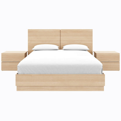 Douglas 4 Piece Bedroom Set with Headboard, Slatted Bedframe, 2 Nightstands