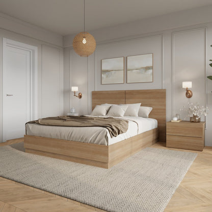 Douglas 4 Piece Bedroom Set with Headboard, Slatted Bedframe, 2 Nightstands