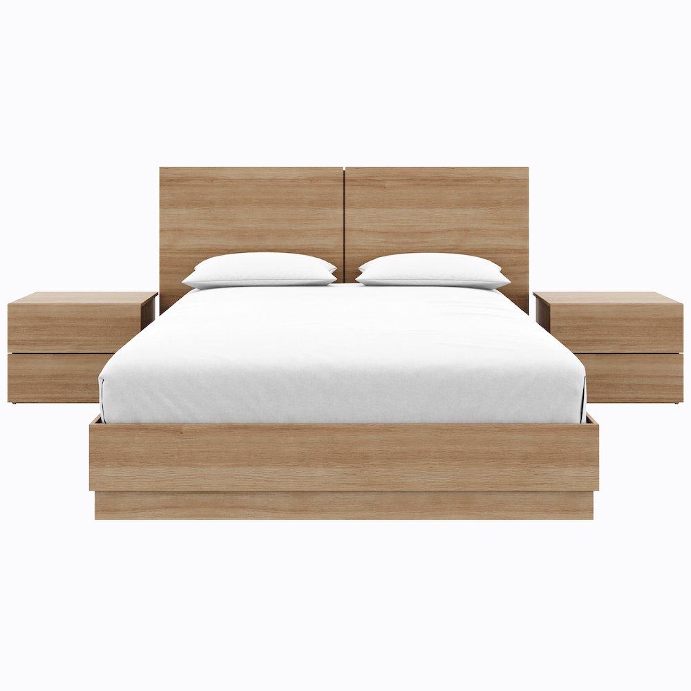 Douglas 4 Piece Bedroom Set with Headboard, Slatted Bedframe, 2 Nightstands