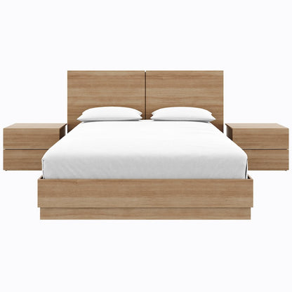 Douglas 4 Piece Bedroom Set with Headboard, Slatted Bedframe, 2 Nightstands