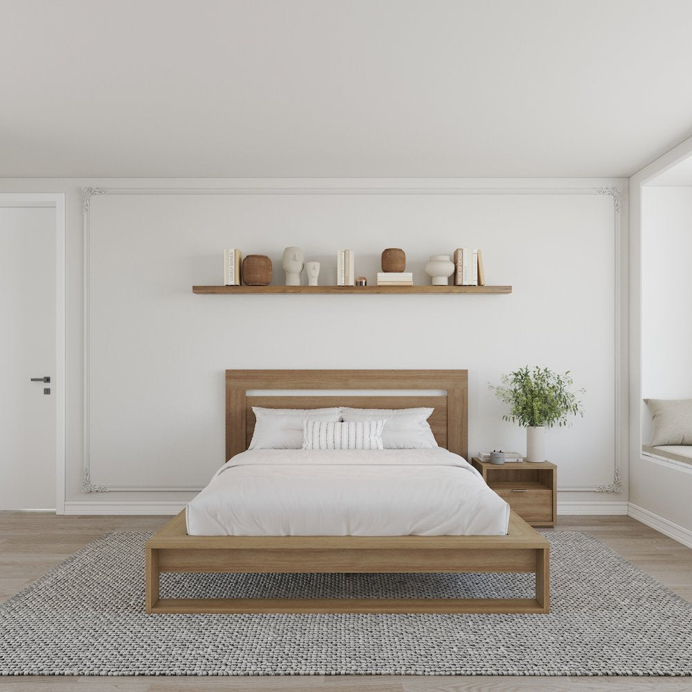 Morgan 3 Piece Bedroom Set with Headboard, Slatted Bedframe, 1 Nightstand