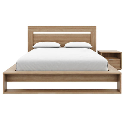 Morgan 3 Piece Bedroom Set with Headboard, Slatted Bedframe, 1 Nightstand
