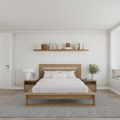Morgan 4 Piece Bedroom Set with Headboard, Slatted Bedframe, 2 Nightstands