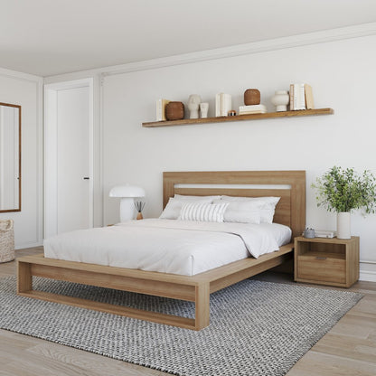 Morgan 4 Piece Bedroom Set with Headboard, Slatted Bedframe, 2 Nightstands