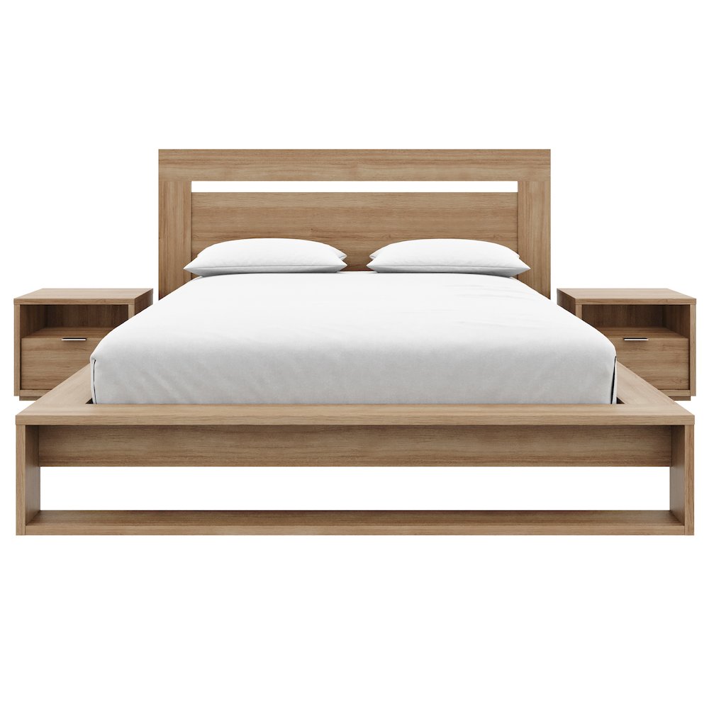 Morgan 4 Piece Bedroom Set with Headboard, Slatted Bedframe, 2 Nightstands