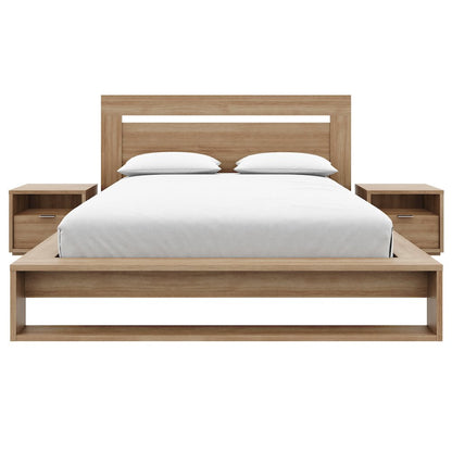 Morgan 4 Piece Bedroom Set with Headboard, Slatted Bedframe, 2 Nightstands