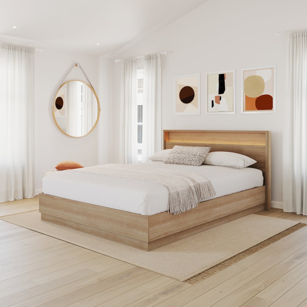 Harlow Bed Set with Slatted Bedframe and Headboard with Integrated Light