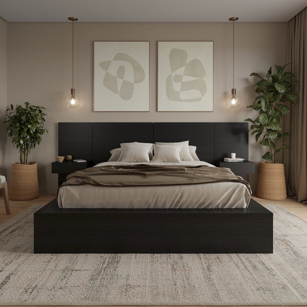 James 4-Piece Bedroom Set With Floating Nightstands
