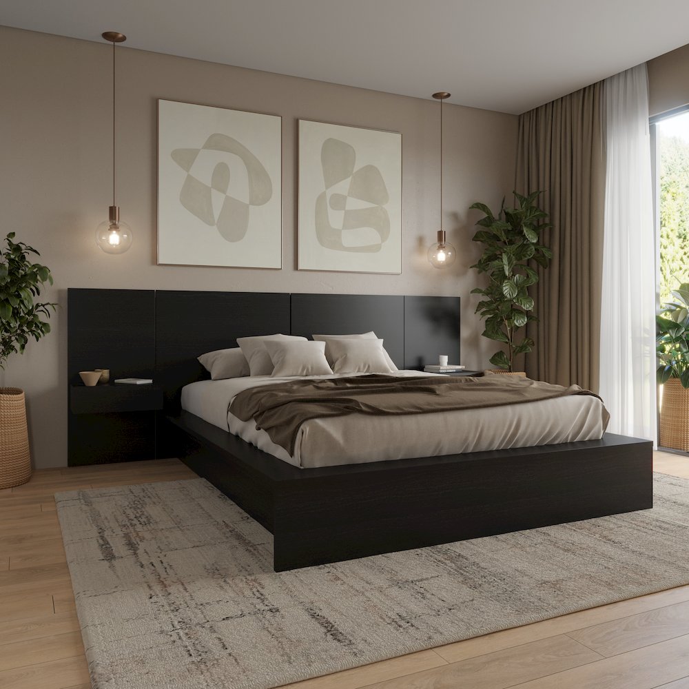 James 4-Piece Bedroom Set With Floating Nightstands