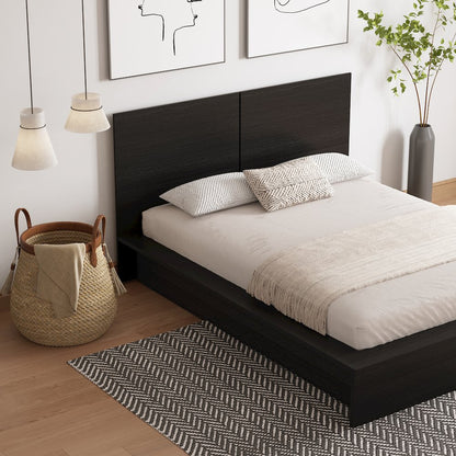 James Platform Bed with Headboard In Black Karisma