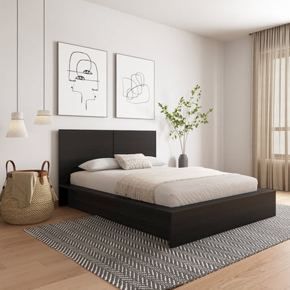 James Platform Bed with Headboard In Black Karisma