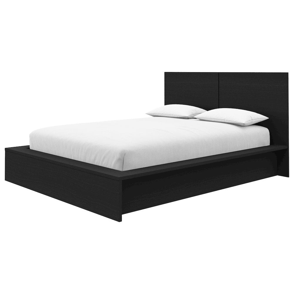 James Platform Bed with Headboard In Black Karisma