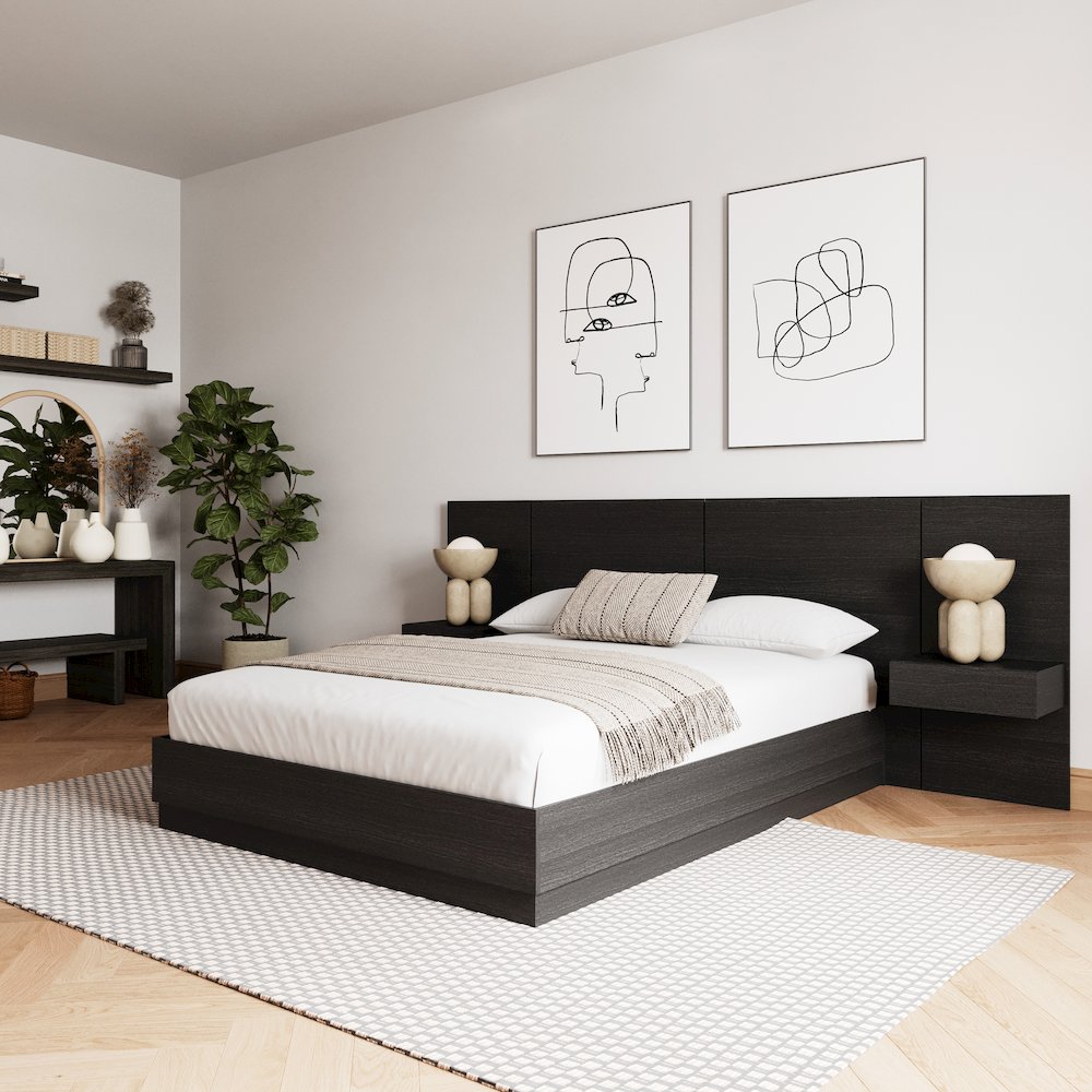 Milano 4-Piece Platform Bedroom Set In Black Karisma