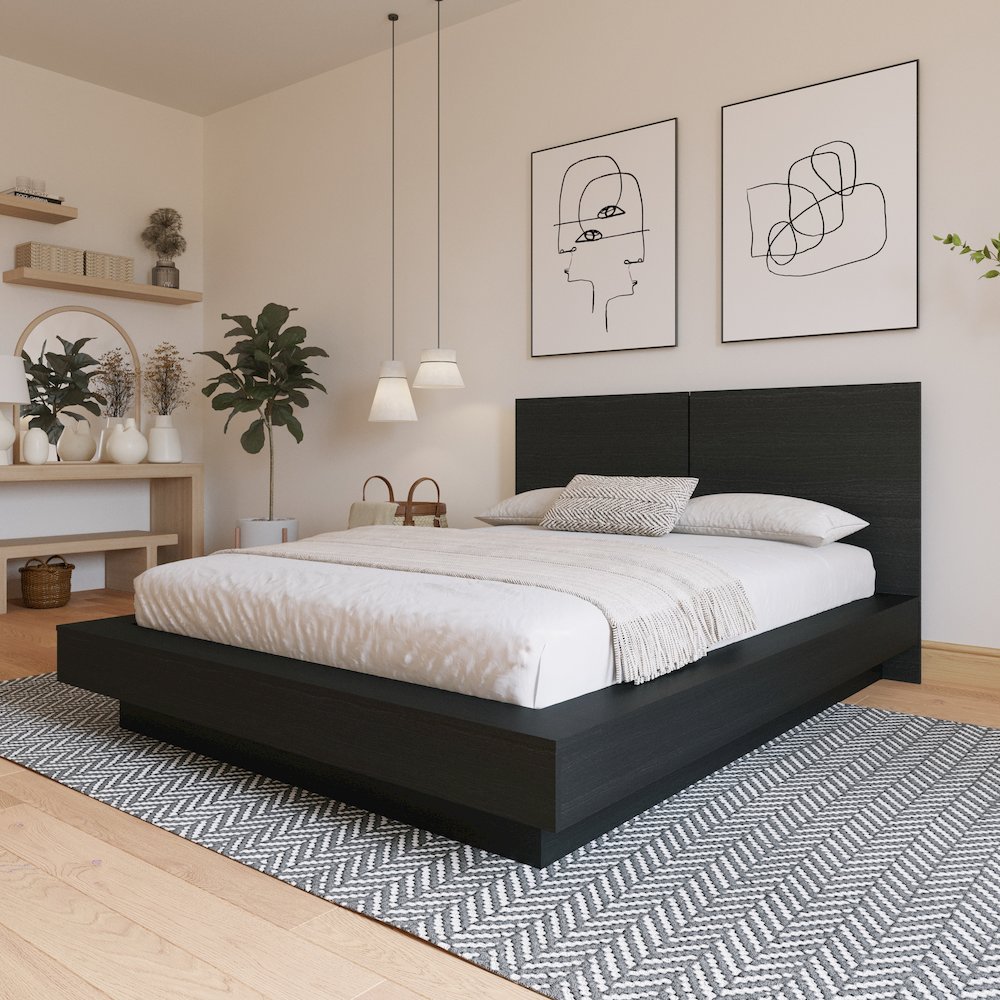 Napa Platform Bed Set In Black Karisma